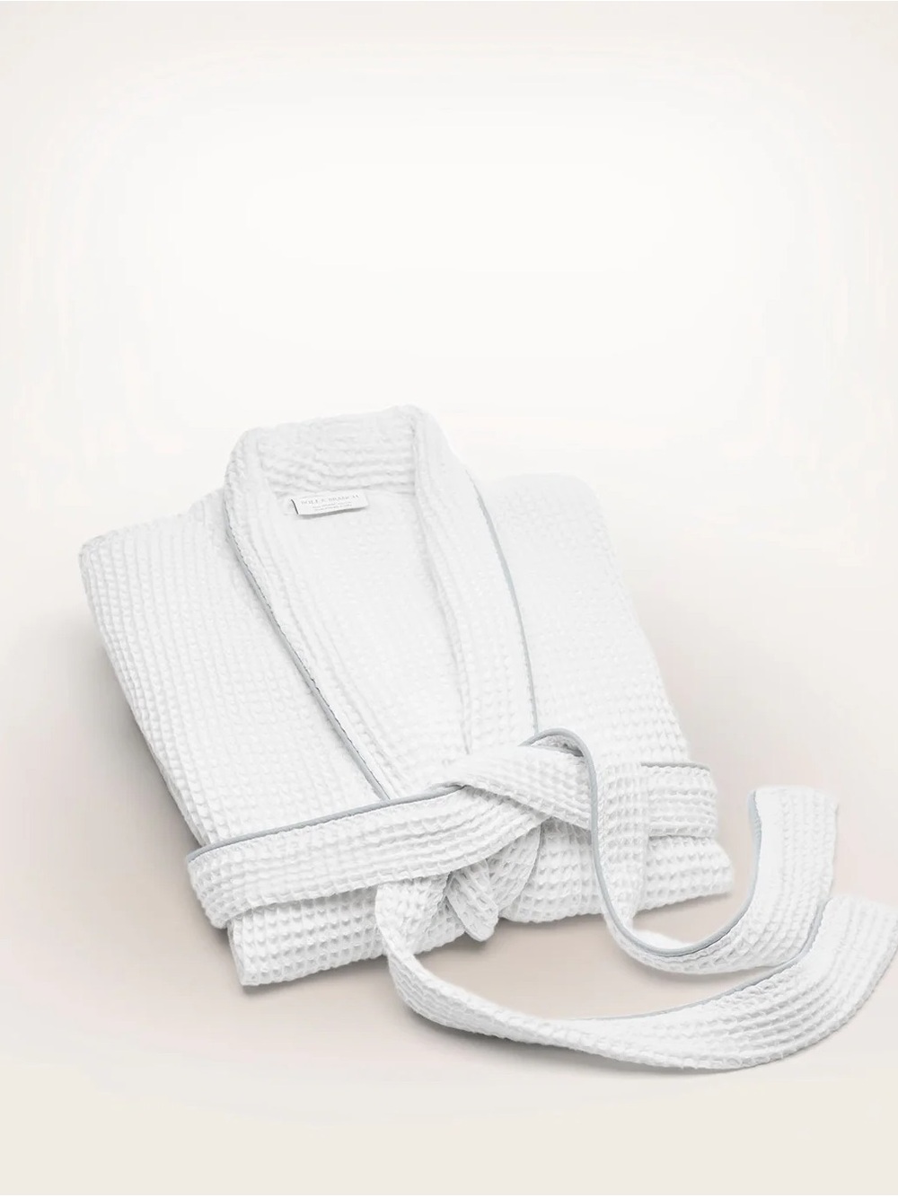 Waffle-Knit White Women's Robe - Soft Shawl Collar